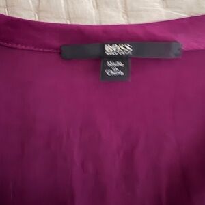 Hugo Boss Wrap-Style Long Sleeve Silk Stretch Blouse.